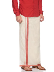 Mens Pure Cotton Double Dhoti Off White