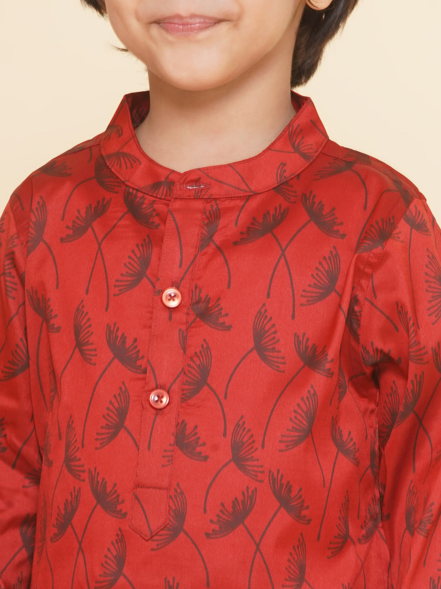 Boys Flower Design Printed Kurta 