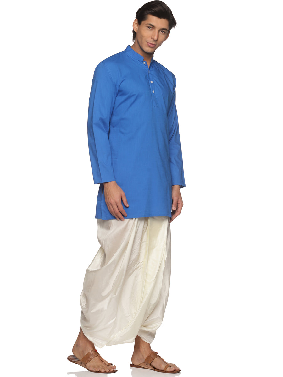 MENS SLUB COTTON LONG KURTA WITH PANCHAKAJAM