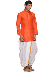 MENS BUTTER SILK LONG KURTA WITH PANCHAKAJAM