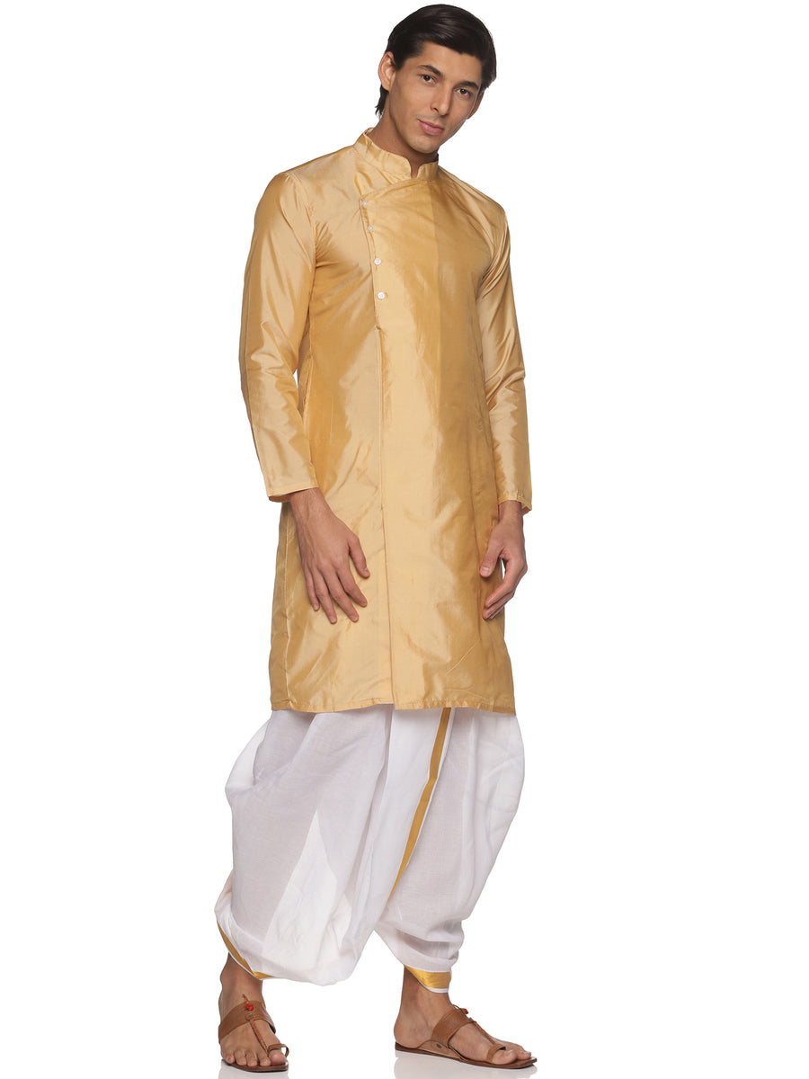 MENS BUTTER SILK LONG KURTA WITH PANCHAKAJAM