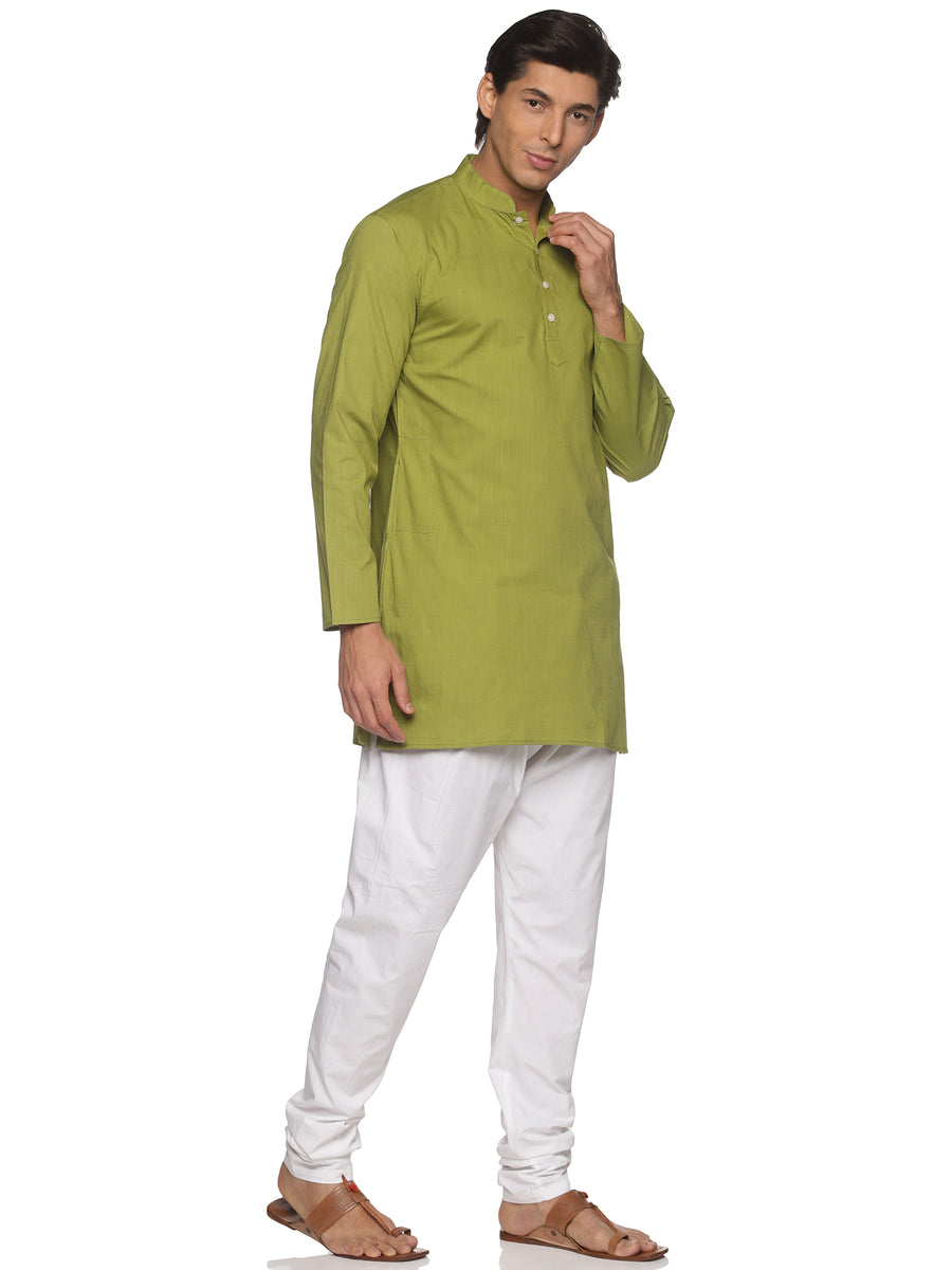 MENS SLUB COTTON BLUE LONG KURTA WITH PYJAMA