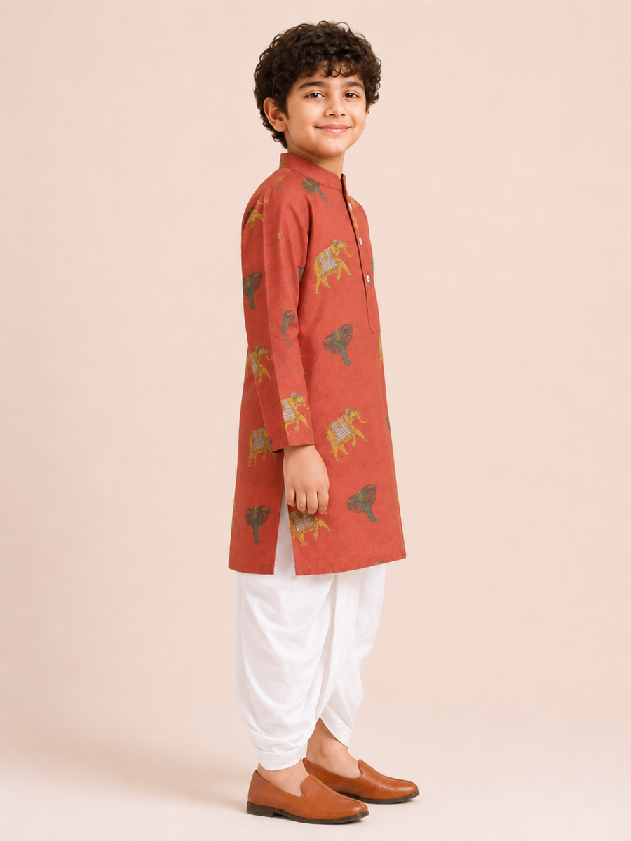 Boys Printed Kurta Dhoti Set