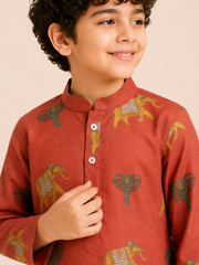 Boys Printed Kurta Dhoti Set