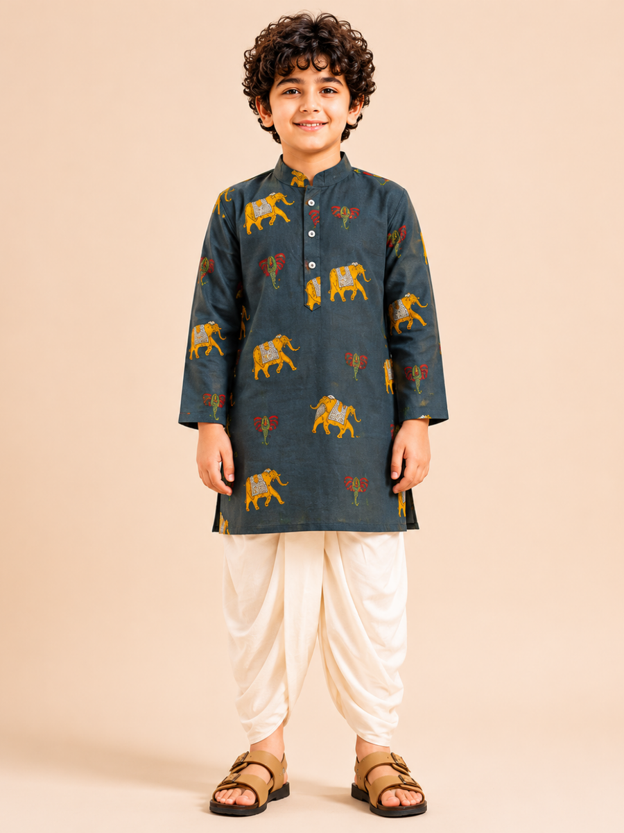 Boys Printed Kurta Dhoti Set