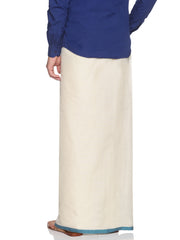 Mens Pure Cotton Double Dhoti Off White