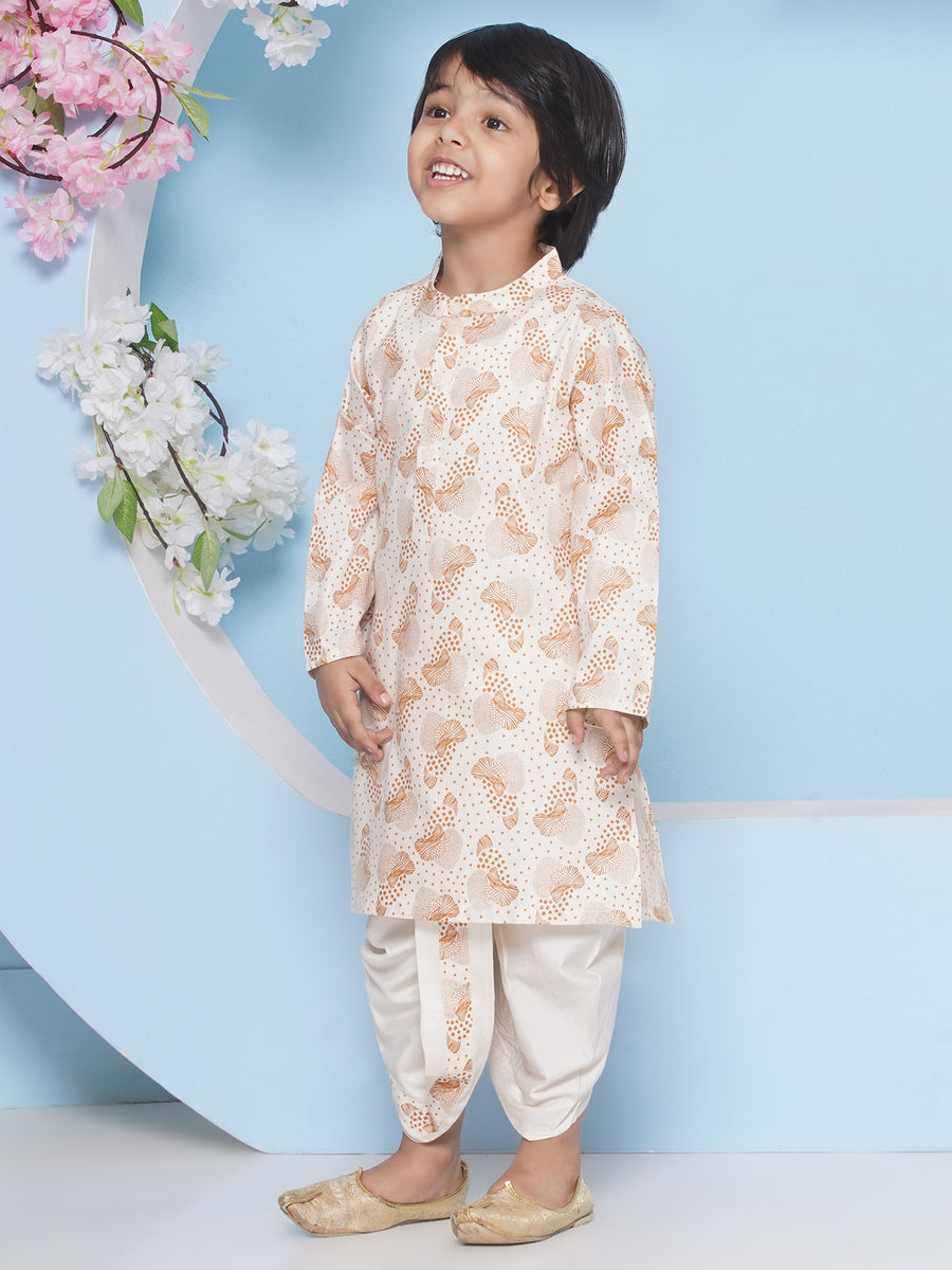 Boys Leaf Design Printed Kurta Dhotipant Set