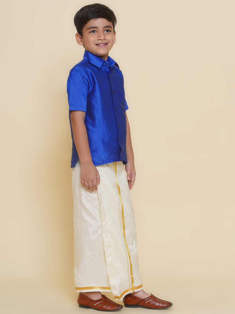 Boys Solid Colour Shirt and Dhoti Set