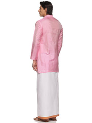MENS ART SILK LONG KURTA WITH POCKET DHOTI