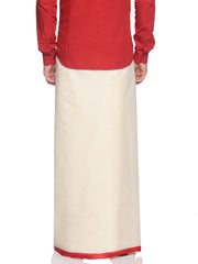 Mens Pure Cotton Double Dhoti Off White