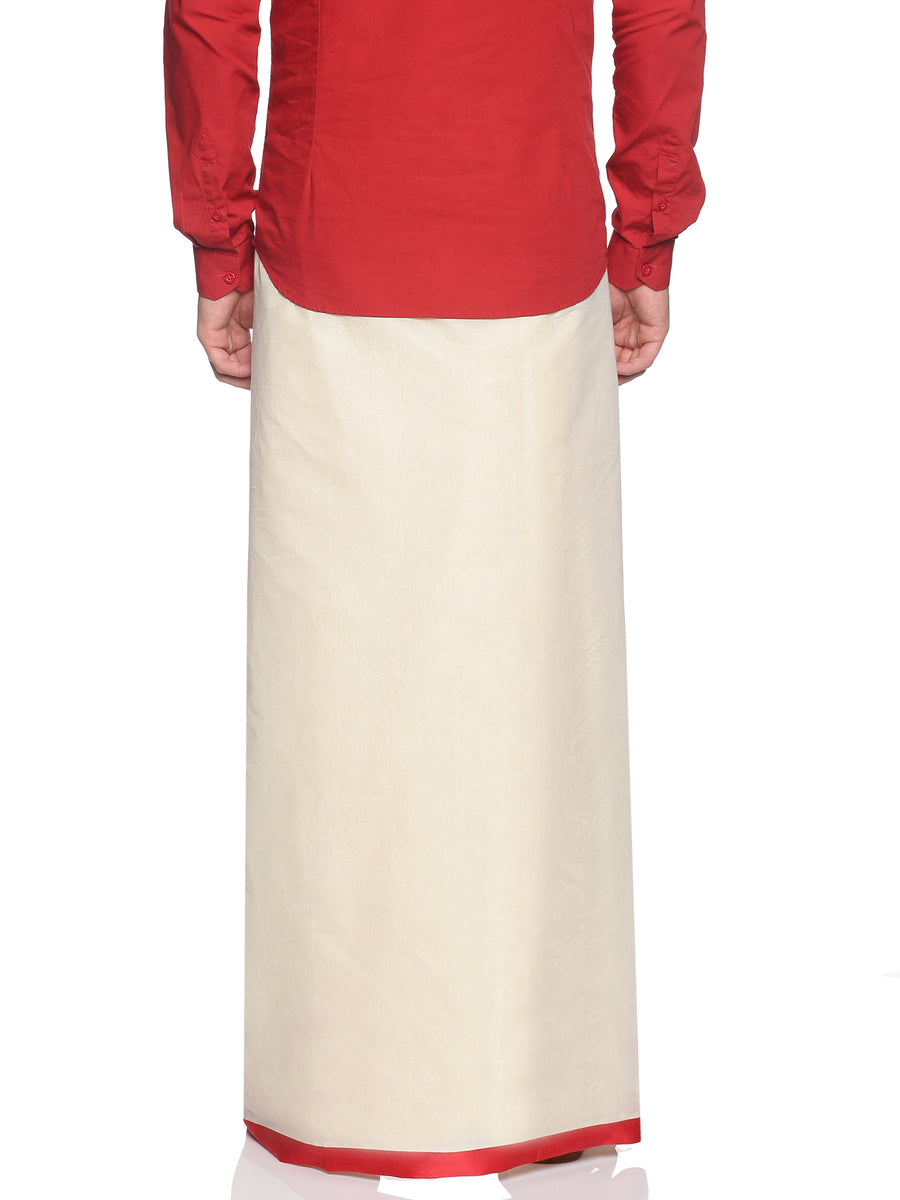 Mens Pure Cotton Double Dhoti Off White