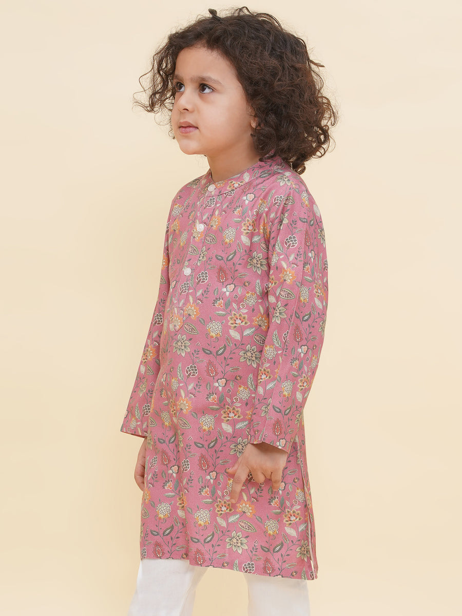 Boy's Floral Print Kurta