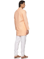 MENS SLUB COTTON BLUE LONG KURTA WITH PYJAMA
