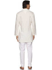 MENS SLUB COTTON CREAM LONG KURTA WITH PYJAMA