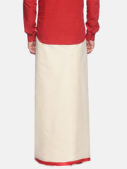 Mens Pure Cotton Double Dhoti Off White