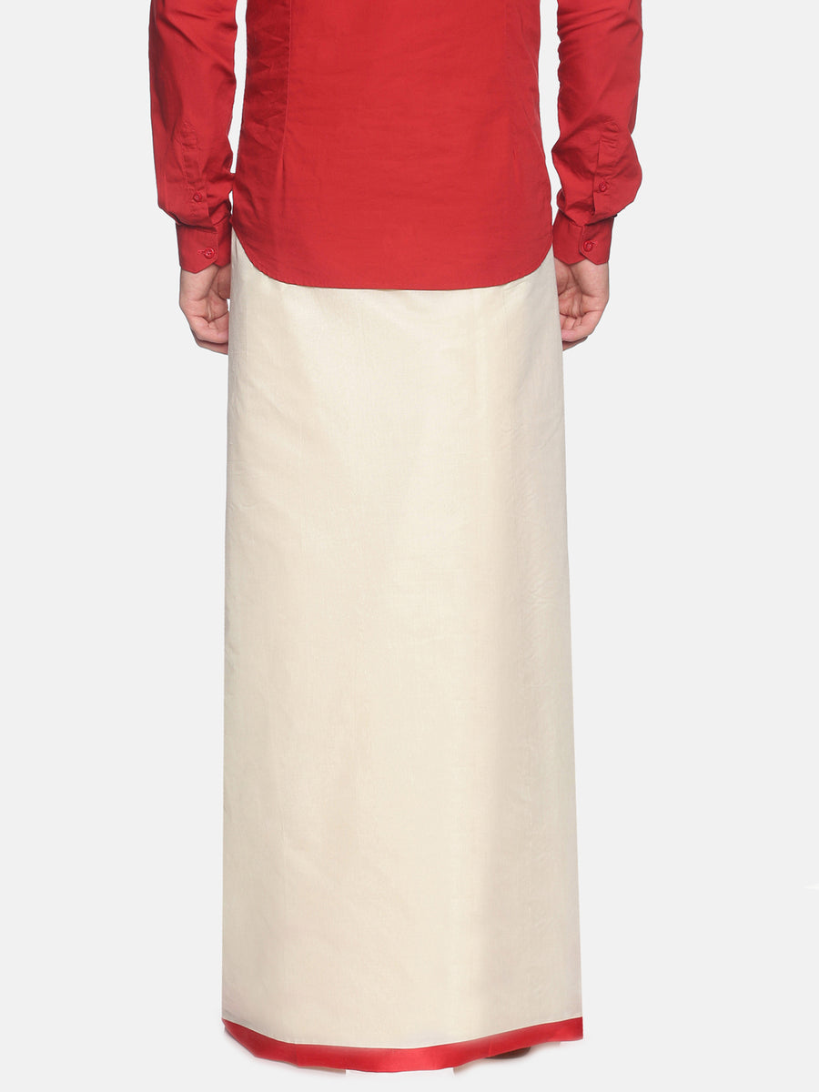 Mens Pure Cotton Double Dhoti Off White