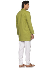 MENS SLUB COTTON BLUE LONG KURTA WITH PYJAMA