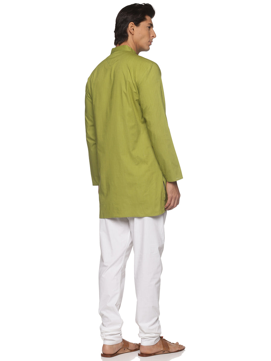 MENS SLUB COTTON BLUE LONG KURTA WITH PYJAMA
