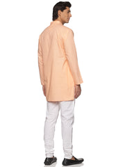 MENS SLUB COTTON BLUE LONG KURTA WITH PYJAMA