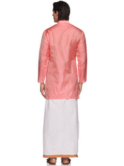 MENS ART SILK LONG KURTA WITH POCKET DHOTI