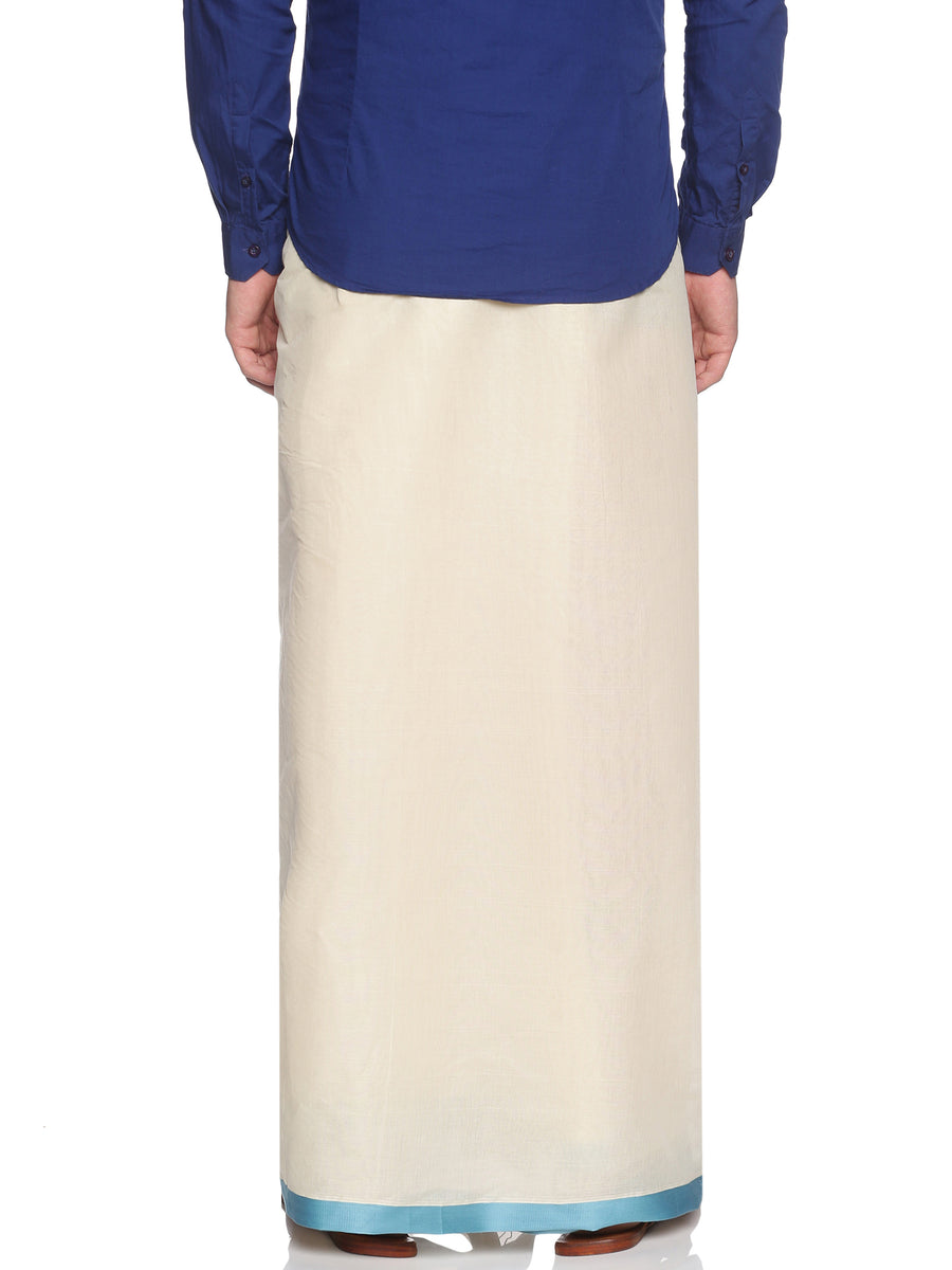Mens Pure Cotton Double Dhoti Off White