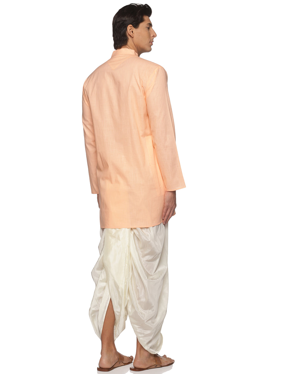 MENS SLUB COTTON LONG KURTA WITH PANCHAKAJAM