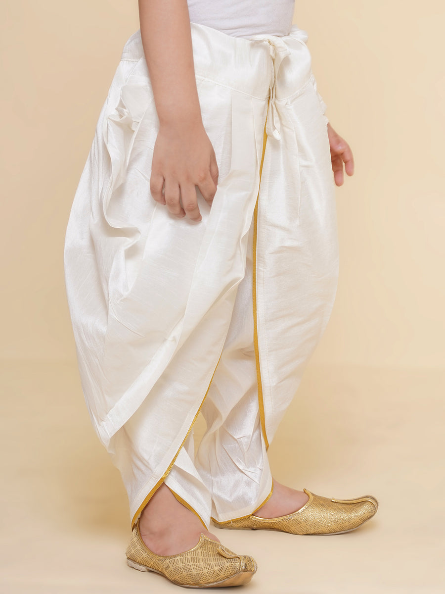 Sethukrishna Boys Slub Dupion Gold Border Patiala Pant