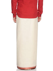 Mens Pure Cotton Double Dhoti Off White