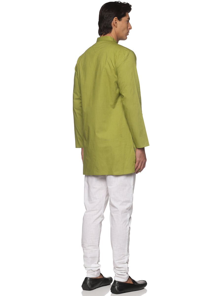 MENS SLUB COTTON BLUE LONG KURTA WITH PYJAMA