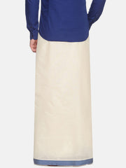 Mens Pure Cotton Double Dhoti Off White