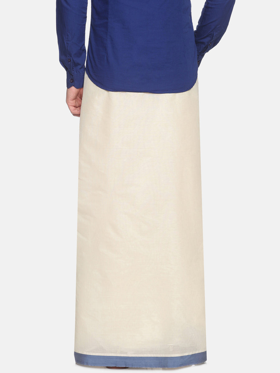 Mens Pure Cotton Double Dhoti Off White