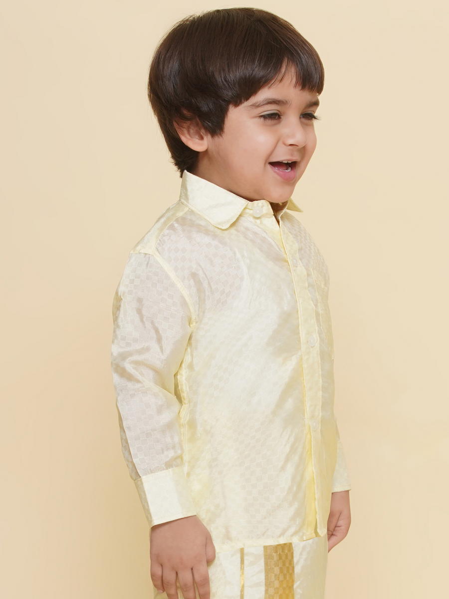 Sethukrishna Boys Solid Colour Self Design Shirt