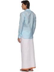 MENS ART SILK SHORT KURTA WITH POCKET DHOTI