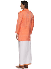 MENS ART SILK LONG KURTA WITH POCKET DHOTI