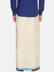 Mens Pure Cotton Double Dhoti Off White