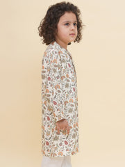 Boy's Floral Print Kurta