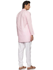 MENS SLUB COTTON BLUE LONG KURTA WITH PYJAMA