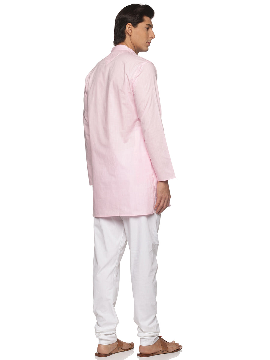 MENS SLUB COTTON BLUE LONG KURTA WITH PYJAMA
