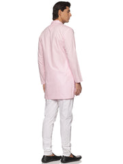 MENS SLUB COTTON BLUE LONG KURTA WITH PYJAMA