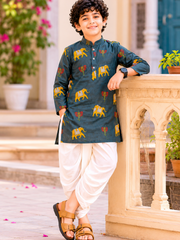Boys Printed Kurta Dhoti Set