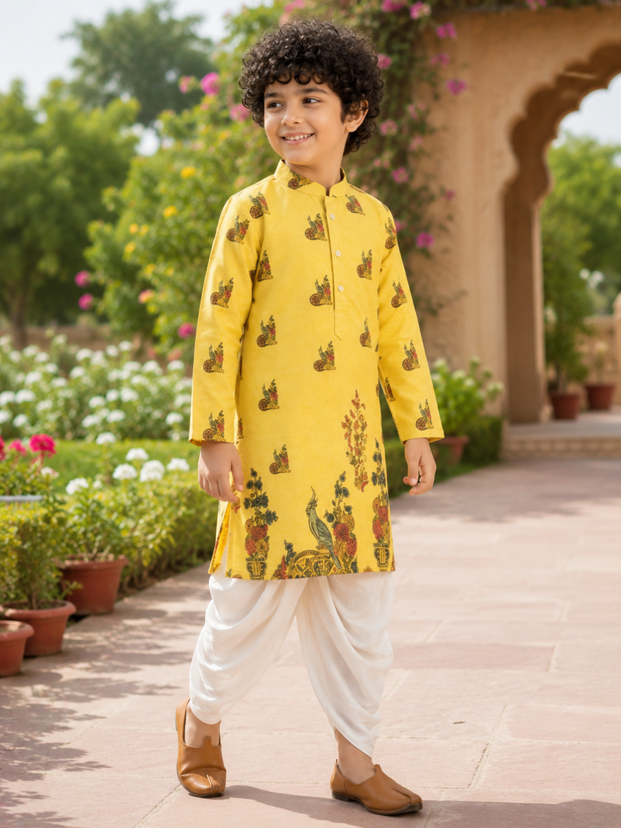 Boys Printed Kurta Dhoti Set