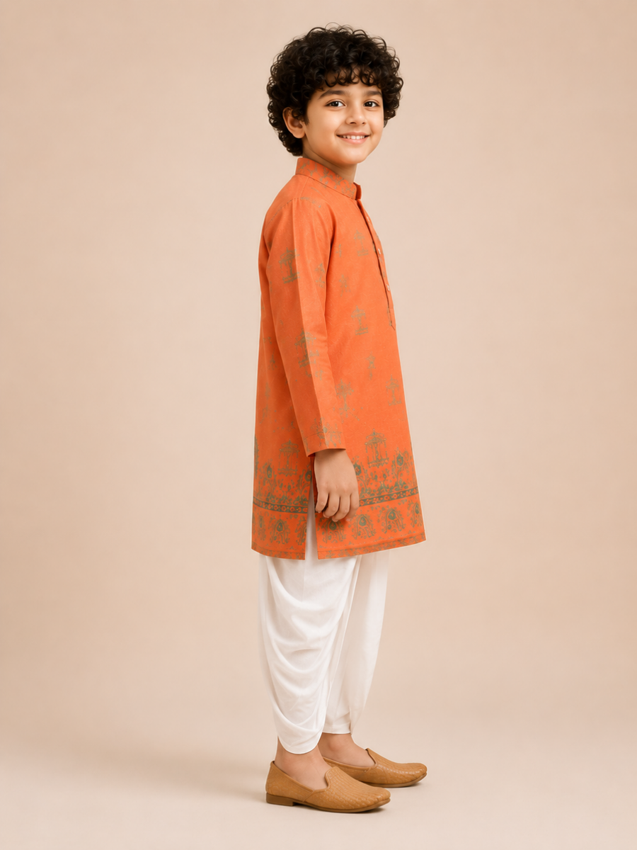 Boys Printed Kurta Dhoti Set