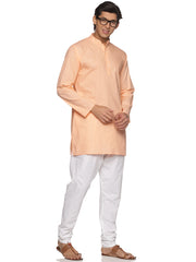 MENS SLUB COTTON BLUE LONG KURTA WITH PYJAMA