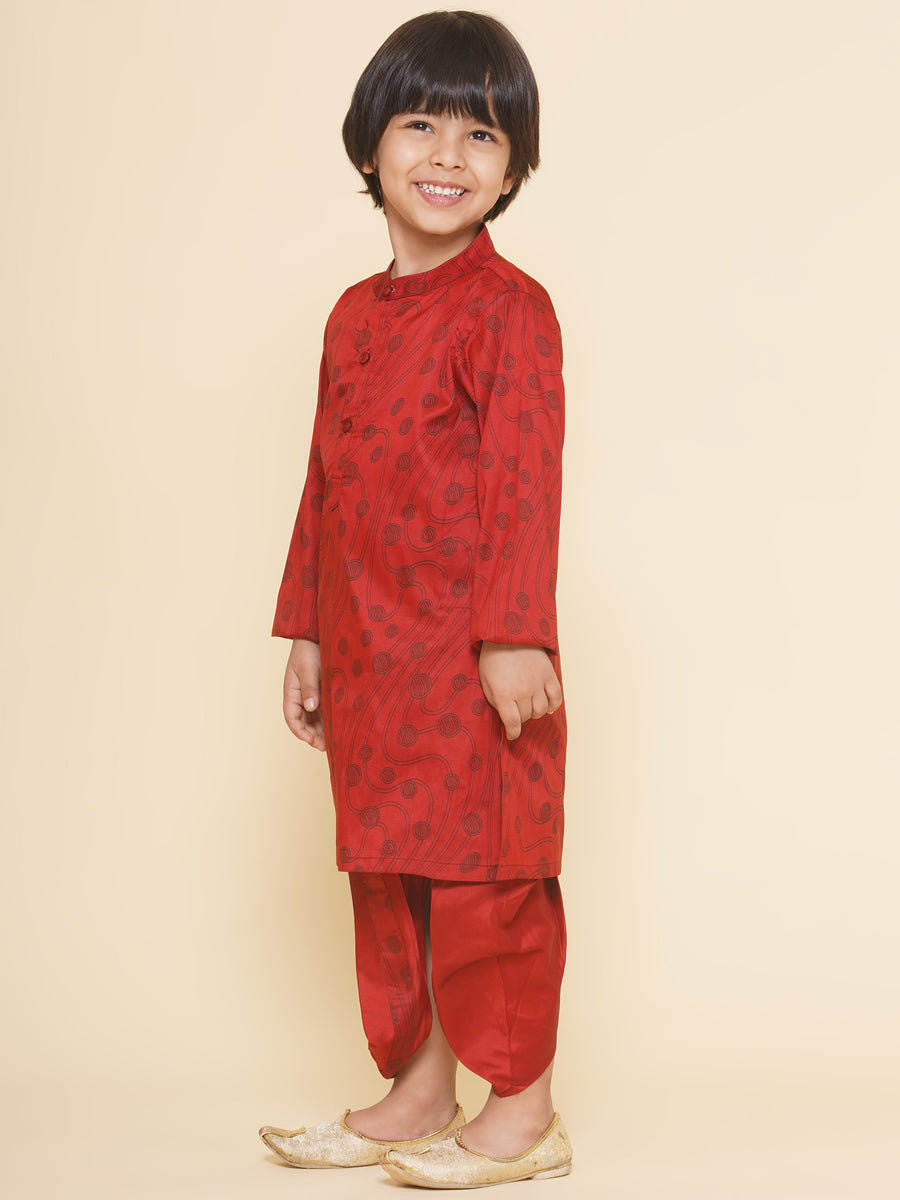 Boys Ball Design Printed Kurta DhotiPant Set