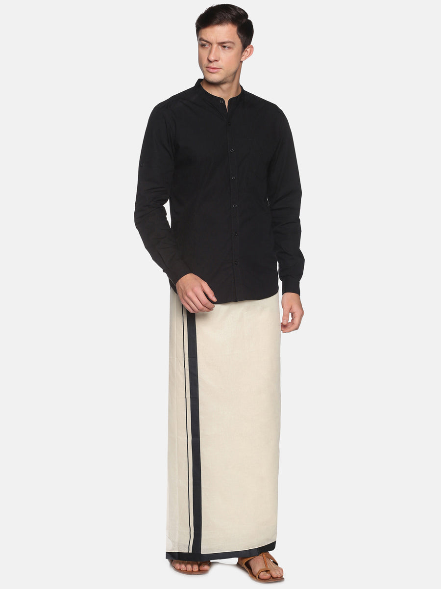 Mens Pure Cotton Double Dhoti  Off White