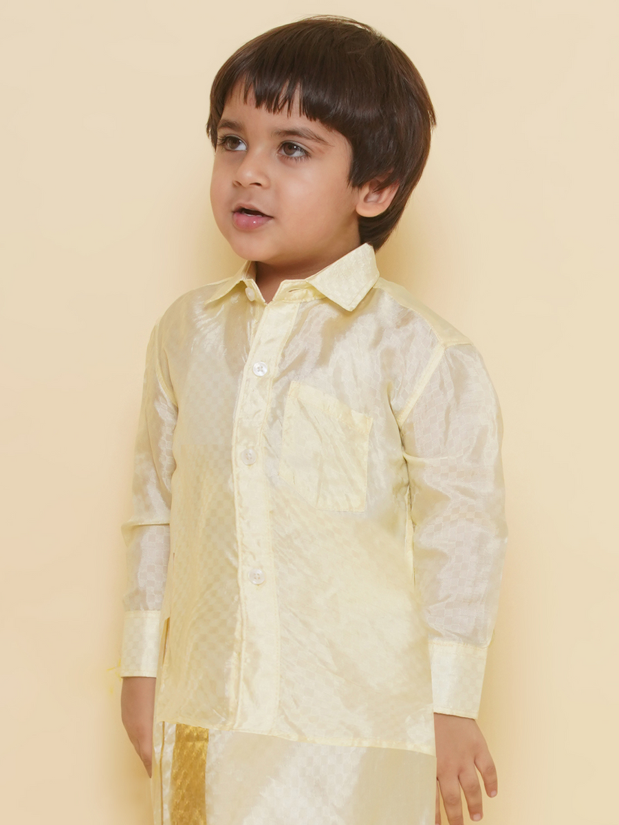 Sethukrishna Boys Solid Colour Self Design Shirt