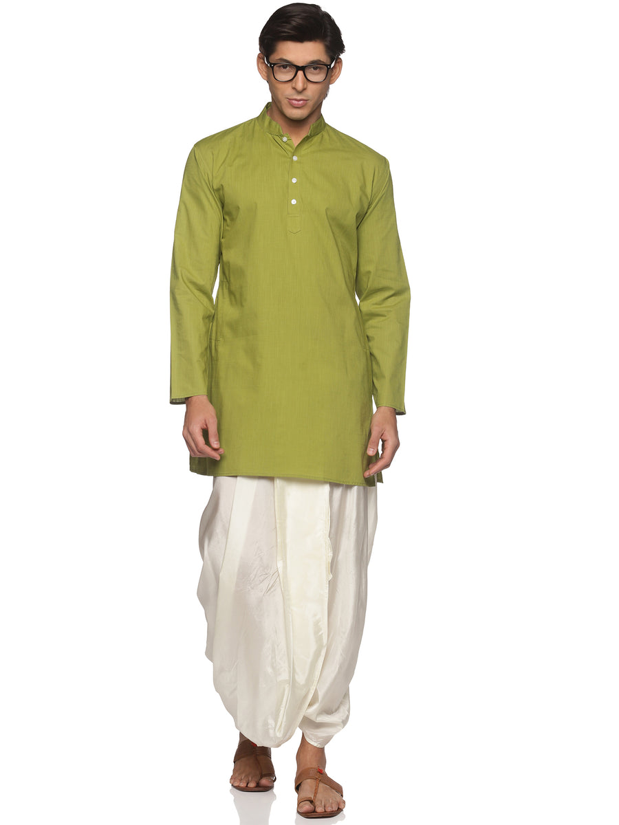 MENS SLUB COTTON LONG KURTA WITH PANCHAKAJAM
