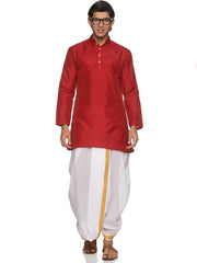 MENS BUTTER SILK LONG KURTA WITH PANCHAKAJAM