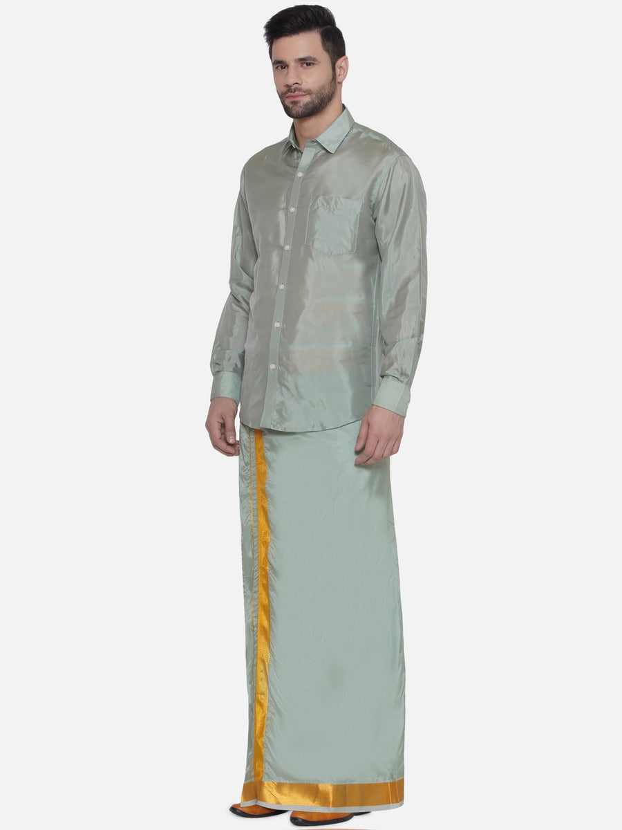 Sethukrishna Mens Solid Colour Shirt and Matching Readymade Dhoti