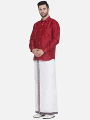 Sethukrishna Mens Solid Colour Shirt and Readymade Dhoti